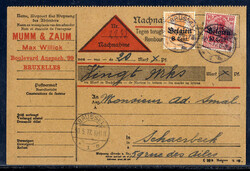 8 C. und 10 C. Germania auf kpl. NN-Karte "BRÜSSEL 1 m"  1917 nach ...