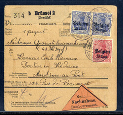 25 C. (2) und 10 C. Germania auf NN-Paketkarte mit Stegstempel  ...