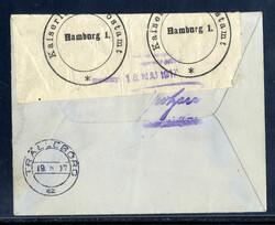 5 C. (2) und 15 C. Germania auf Zensur-Auslandsbrief  "BRÜSSEL" mit ...