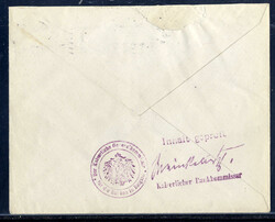 25 C. Germania mit Firmenlochung als EF. auf Zensur-Auslandsbrief  ...