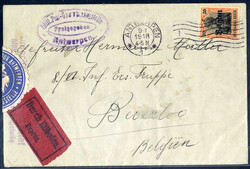 40 C. Germania als EF. auf Zensur-Expressbrief mit Rollstempel  ...