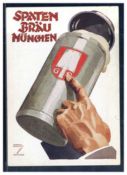 München  W-8000,  herrliche Werbekarte  "SPATEN-BRÄU", sign. ...