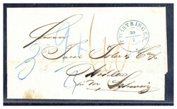 "TWISTRINGEN", blauer K2 klar auf austaxiertem Auslandsbrief 1858 ...