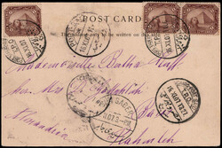 1 M. Sphinx (3) als MEF. auf Postkarte mit Stegstempel  "PORT TARFIC ...