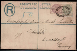 5 P. und 2 1/2 P. Freim. 1884 als Zfr. auf 2 P. Reco.-Auslands-GU ...
