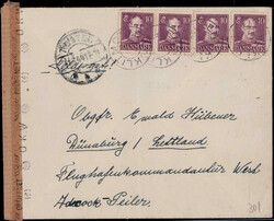 10 Ö. Christian X. (4) als MEF. auf Zensurbrief  "KLITMALLER" 1944 ...