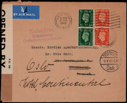 2 P. (2) und 1/2 P. George VI. (2) auf Lupo.-Zensurbrief "LONDON" 6 ...