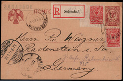 3 K. Freim. 1908 gezähnt und ungezähnt als Zfr. auf 5 K. Reco ...