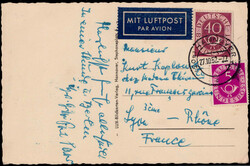 40 Pf. und 5 Pf. Posthorn auf portogerechter Lupo.-Auslands-Postkarte ...