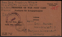 Überroller-Kriegsgefangenen-Postkarte aus einem US-Lager in ...