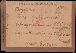 Überroller-Kriegsgefangenenpostbrief vom britischen Lager "2225" ab ...