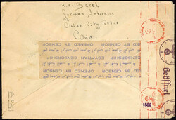Violetter Zensur-Ovalstempel "POSTAL CENSOR" nebst OKW-Zensurstreifen ...