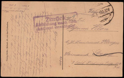 "ZURÜCK ABBILDUNG NACH DEM AUSLAND UNZULÄSSIG", violetter R2 auf ...