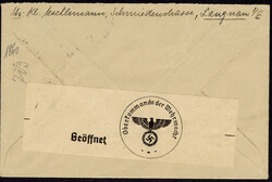 30+10 C. Pro Patria 1940 als EF. auf Ersttags-Zensur-Auslandsbrief ...