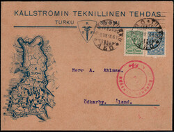 5 P. und 20 P. Freim. 1911 auf illustriertem Couvert "TURKU ABO" 1916 ...
