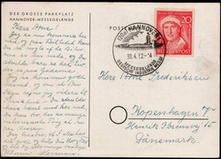 20+5 Pf. Wofa 1951 als EF. auf portogerechter Auslands-Postkarte ...