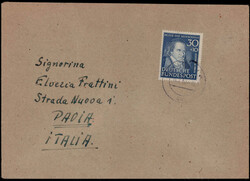 30+10 Pf. Wofa 1951 als EF. auf portogerechtem Auslandsbrief ...