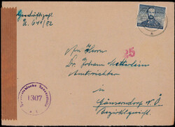 30 Pf. Ottomotor als EF. auf portogerechtem Auslands-Zensurbrief mit ...