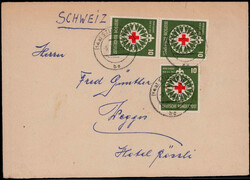 10 Pf. Rotes Kreuz (3) als MEF. auf portogerechtem Auslandsbrief ...