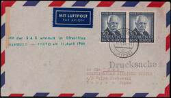 30+10 Pf. Wofa 1953 im waagrechten Paar auf Lupo.-Auslands-DS ...