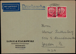 20 Pf. Heuss im waagrechten Paar auf portogerechter Lupo.-Auslands-DS ...