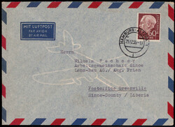 60 Pf. Heuss als EF. auf portogerechtem Lupo.-Auslandsbrief ...