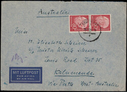 80 Pf. Heuss im senkrechten Paar als MEF. auf portogerechtem Lupo ...