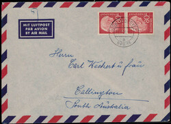 80 Pf. Heuss im senkrechten Paar als MEF. auf portogerechtem Lupo ...