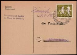 10 Pf. Max und Moritz als EF. auf Anschriftenprüfkarte "ALTDORF b. ...