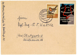 20 Pf. Rotkehlchen nebst Friedensvignette auf rks. illustriertem ...