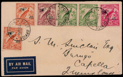 3 1/2 P. , 1/2 P. (2) und 1 1/2 P. mit Aufdruck "AIR MAIL" nebst 1 P. ...