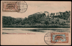 1 C. und 20 C. Freim. 1916/17 auf Blanko-AK  "NDOKOBELE (JABASSI)" ...