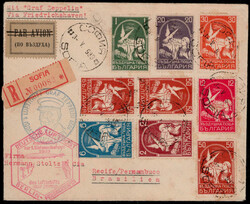 1. SAF. 1933 - Zuleitung Sofia, Reco.-Brief Anschlußflug "Berlin - ...