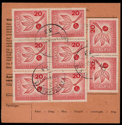20 Pf. Europa 1965 (9), ein Wert vds. als Massen-MEF. auf Paketkarte ...
