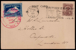 "BRITISH EMPIRE EXHIBITION 1924", Werbestempel nebst K1 "CALCUTTA" ...