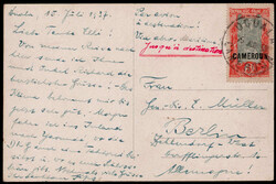 5 Fr. Freim. 1921 als EF. auf Auslands-Postkarte  "MARKTHALLE IN ...