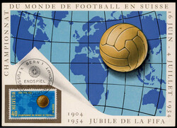 40 C. Fußball-WM 1954 auf entspr. Maxikarte mit SST zum Endspiel ...