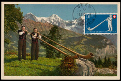 40+10 C. Alphornbläser 1951 auf herrlicher Maxikarte mit ...