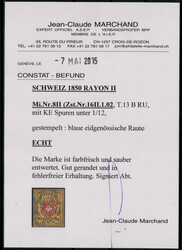 10 Rp. Wappen 1850 mit Befund Marchand "farbfrisch, sauber entwertet. ...