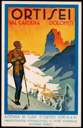 Ortisei Val Gardena Dolomiti, herrliche Künstlerkarte, sign. 1936 ...