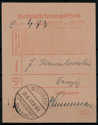 "BRUNAU (FREIE STADT DANZIG)", Stegstempel klar auf ...