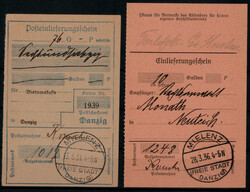 "MIELENZ (FREIE STADT DANZIG)", Stegstempel je klar auf zwei ...