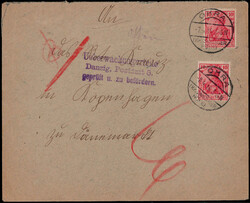 "UEBERWACHUNGSSTELLE DANZIG, POSTAMT 5. GEPRÜFT U. ZU BEFÖRDERN.", ...