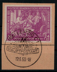 24+12 Pf. Leipziger Frühjahrsmesse 1950 mit Plattenfehler I auf ...