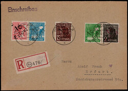 "16" ERFURT (Hdb. 30)",  2 Pf. Arbeiter mit rotem Aufdruck nebst vier ...