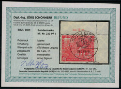30+15 Pf. Leipziger Frühjahrsmesse 1949 aus der Bogenecke oben ...