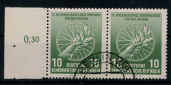 10 Pf. Friedensfahrt 1956,  waagrechtes Paar in besserer b-Farbe ...