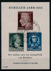 Schillerblock 1955 in Type IX mit SST  "BERLIN 8", gepr. Sch?nherr  ...