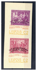 Leipziger Frühjahrsmesse 1950 kpl. auf Bfstk. mit dreifarbigem SST ...