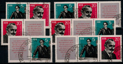 80. Geburtstag Dimitrow 1962,  alle sechs Zusammendruckkombinationen ...